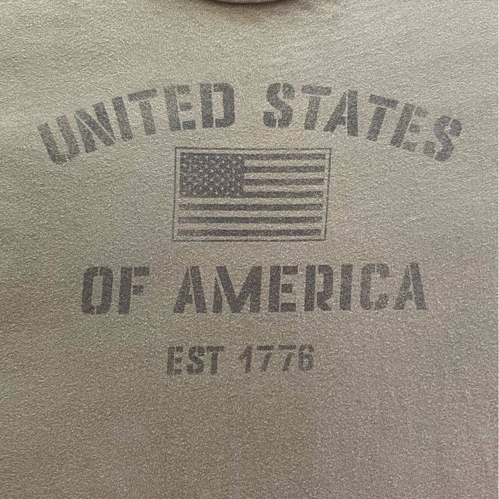 USA Patriotic Military Style Olive Green Graphic T-Shirt